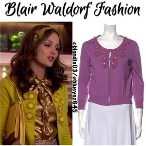 Milly Purple Beaded Cardigan Size Small Petite
